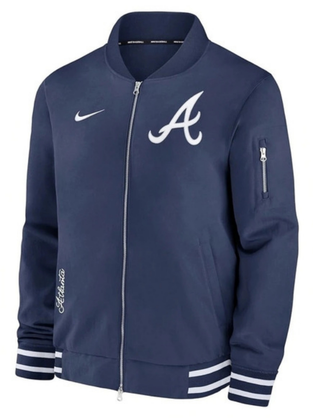Nike Atlanta Braves Authentic Collection Dugout Full-Zip Bomber Jacket Navy